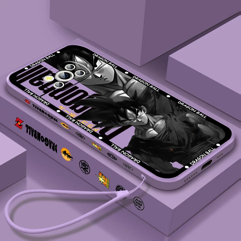 

D-Dragon Ball Goku Fashion Liquid Left Rope For Xiaomi Mi Poco X5 X4 X3 M6 M5 M5S M4 M3 F5 F4 F3 C55 C40 Pro 5G Phone Case