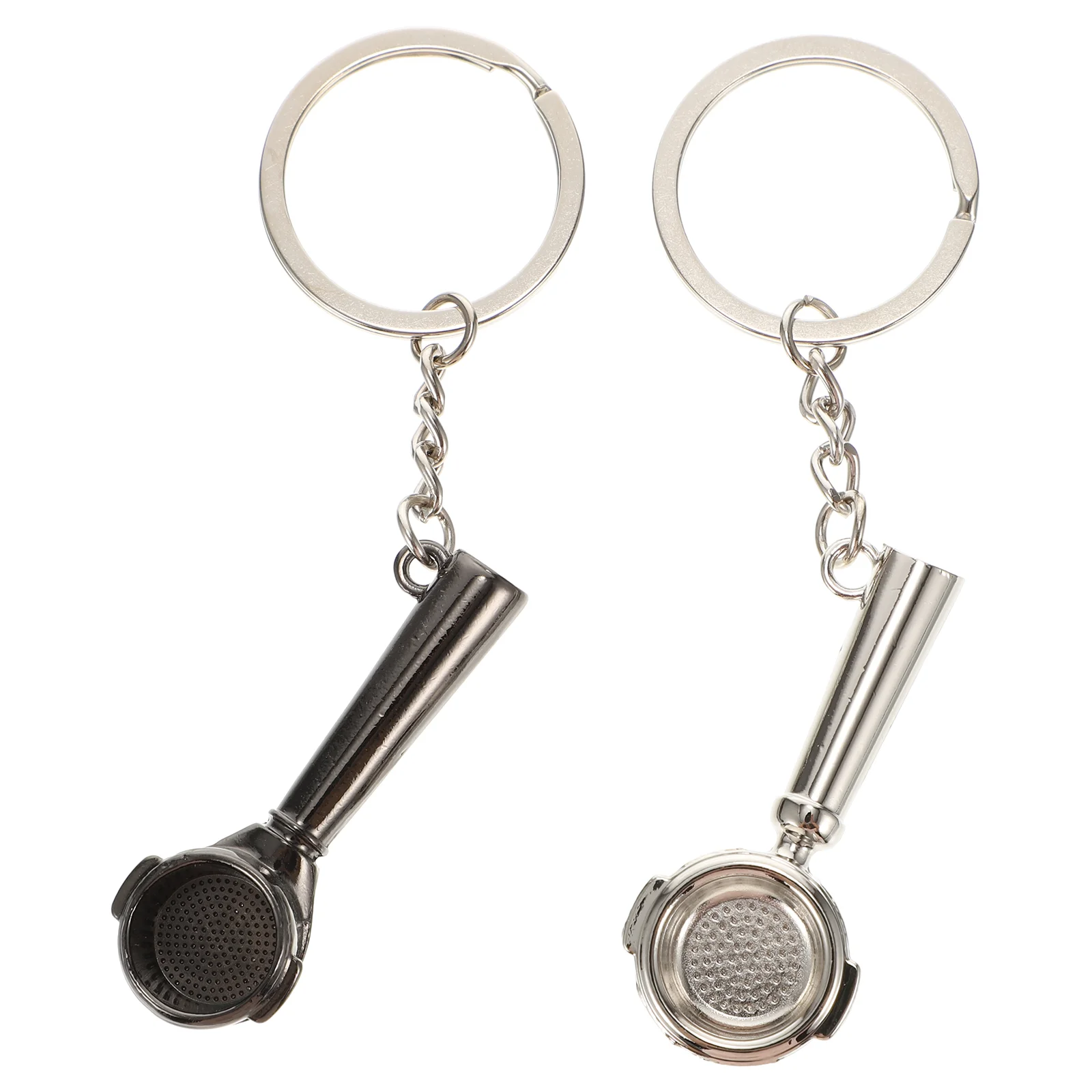 2 Pcs Metal Keychain Coffee Bag Pendant Car Durable Series Zinc Alloy Material Ring Accessory Design