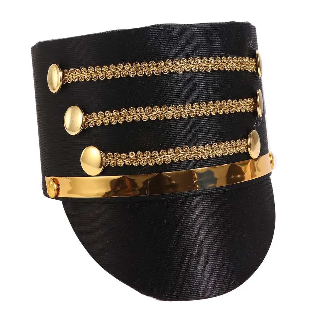 Hat-nutcrackers Marching Band Hat Cosplay Show Gold Trim Strips Drum Major Master Hats Skin-friendly Themed Party