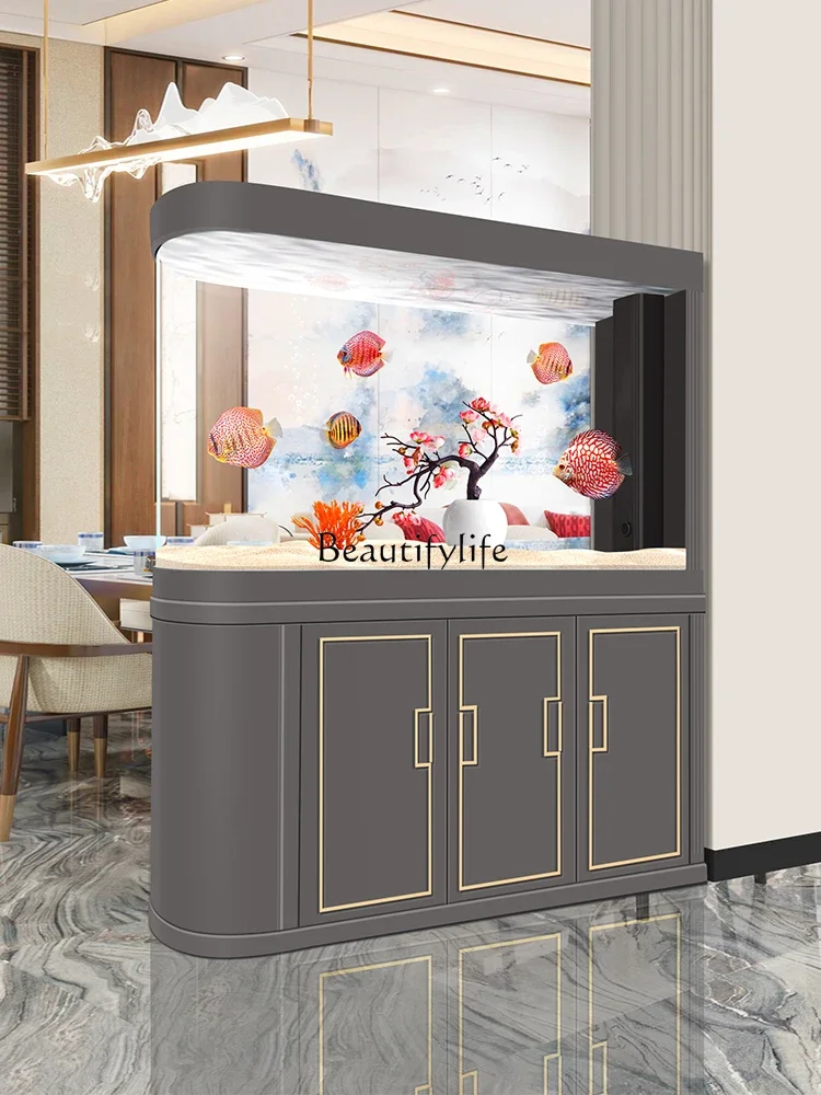 

yj9 2024 New Light Luxury Fish Tank Living Room Large Household Screen Aquarium Fish Globe