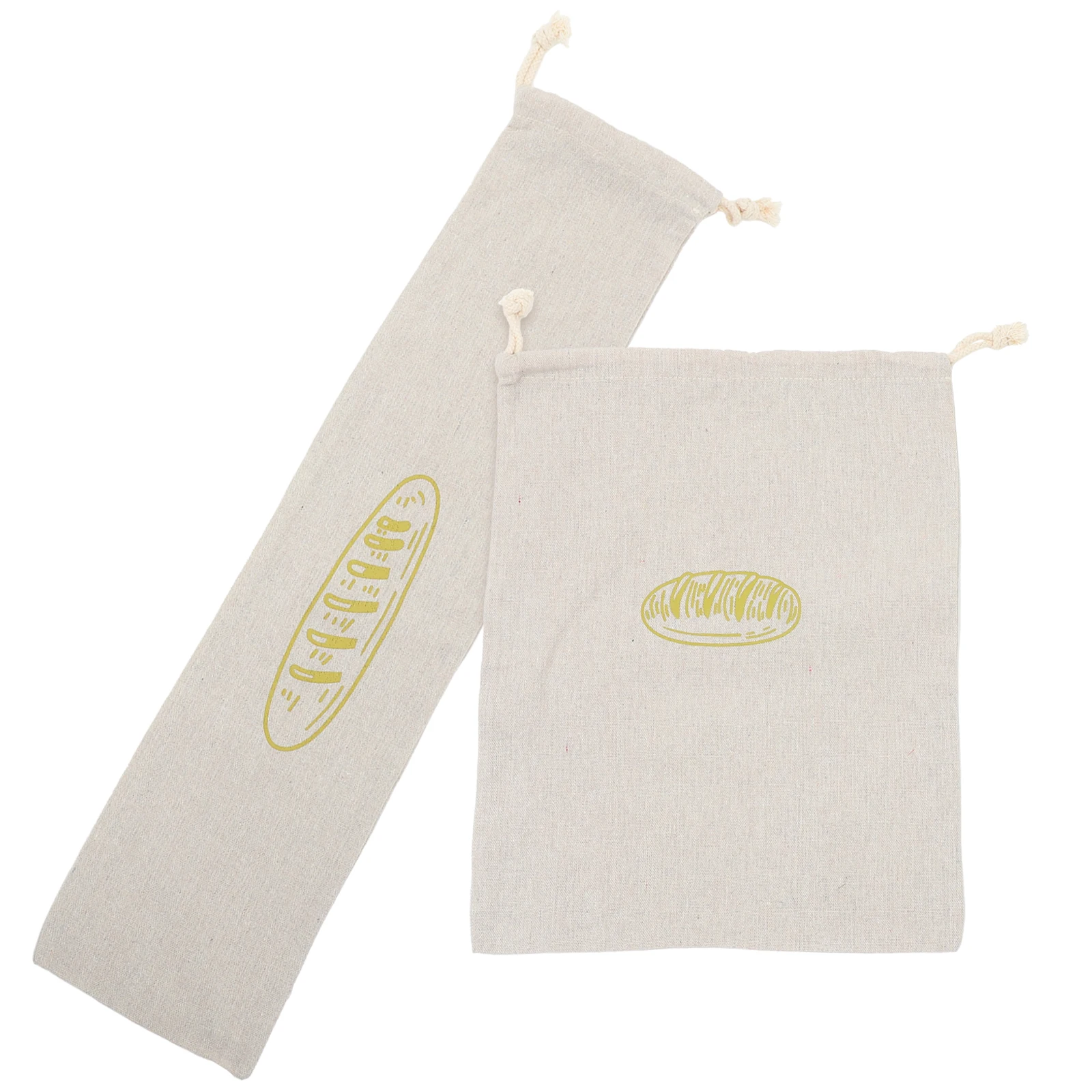 

2pcs Bread Bag Reusable Linen French Bakery Flax Food Storage Wrapping Drawstring Bags Eco Friendly Kitchen Must Have