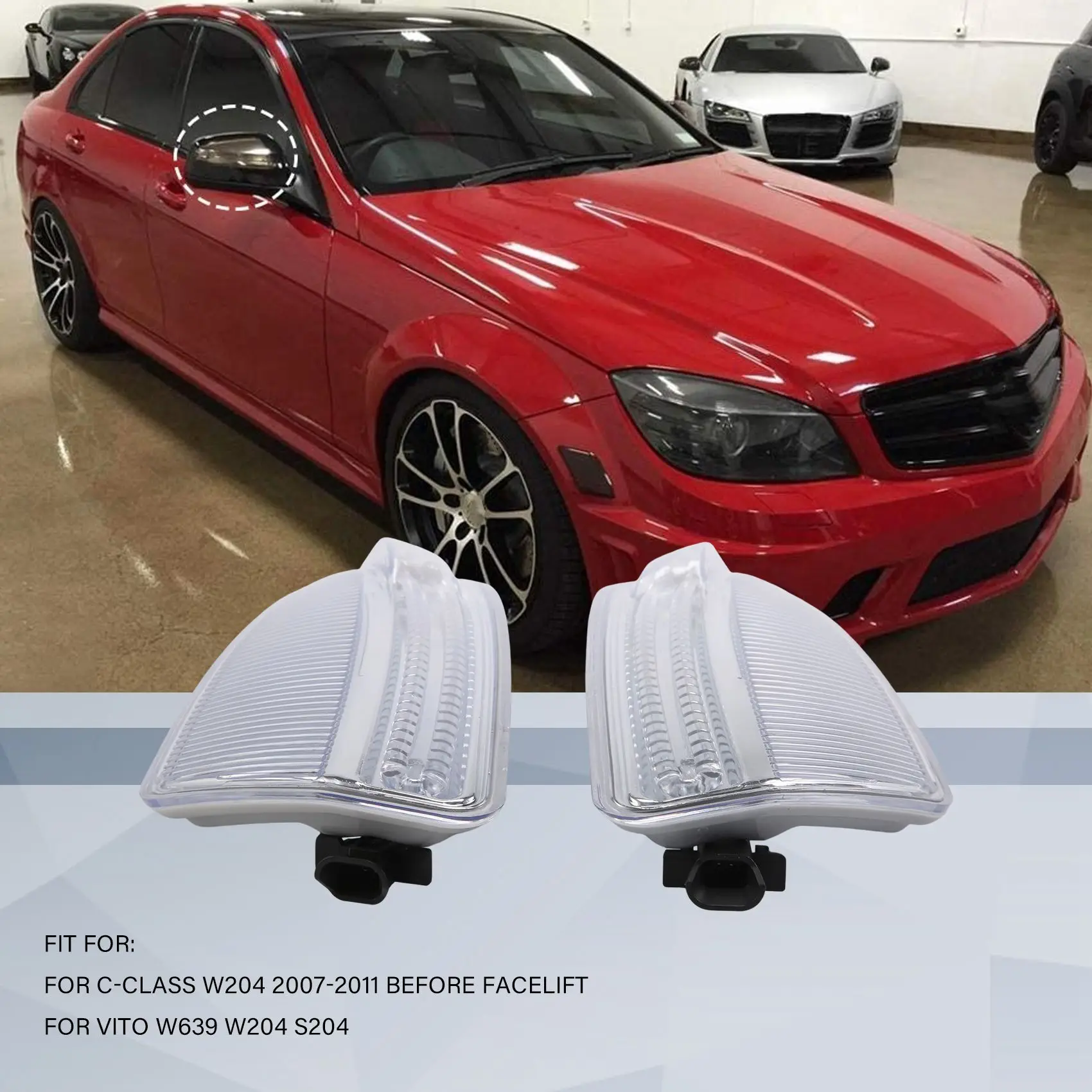 Car Left+Right LED Rearview Mirror Turn Signal Light for Mercedes-Benz Viano VITO W639 W204 S204 A2048200721 A2048200821