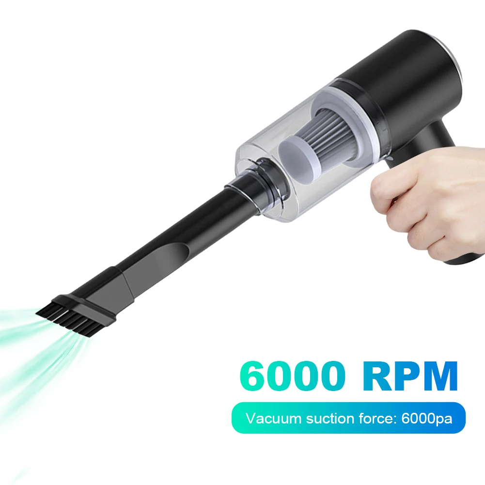 

6000Pa Dust Catcher 120W Mini Portable Cleaner Strong Suction Fully Automatic Power Cleaning Appliance Dual Use for Home and Car