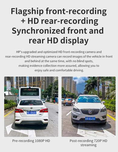 Imagen 2 del producto HP F975 1080P cámara de salpicadero grabadora de coche HD visión nocturna cámara de coche WiFi Video de bucle de coche Monitor de estacionamiento salpicadero auto DVR Video