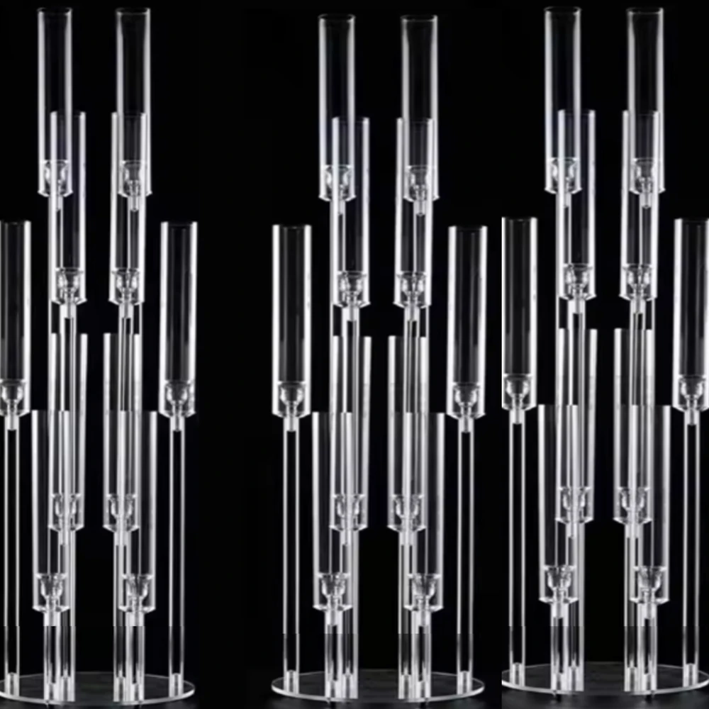 5pcs/10pcs)10 Head Acrylic Candle Holder Wedding Candelabra Table Centerpieces Wedding Decoration clear Acrylic Candle Holder