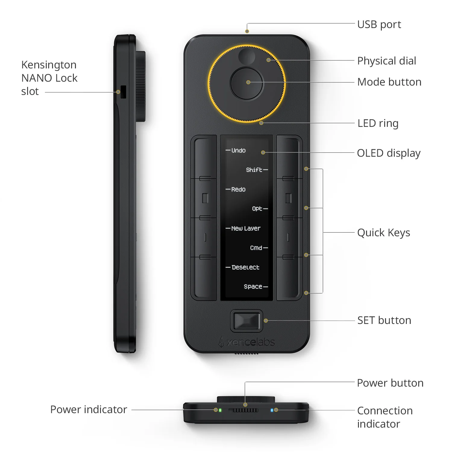 Xencelabs Wireless Quick Keys for Pen Tablet Pen Displays 40 Customizable Shortcut Keys Remote Control for macOS Windows Linux