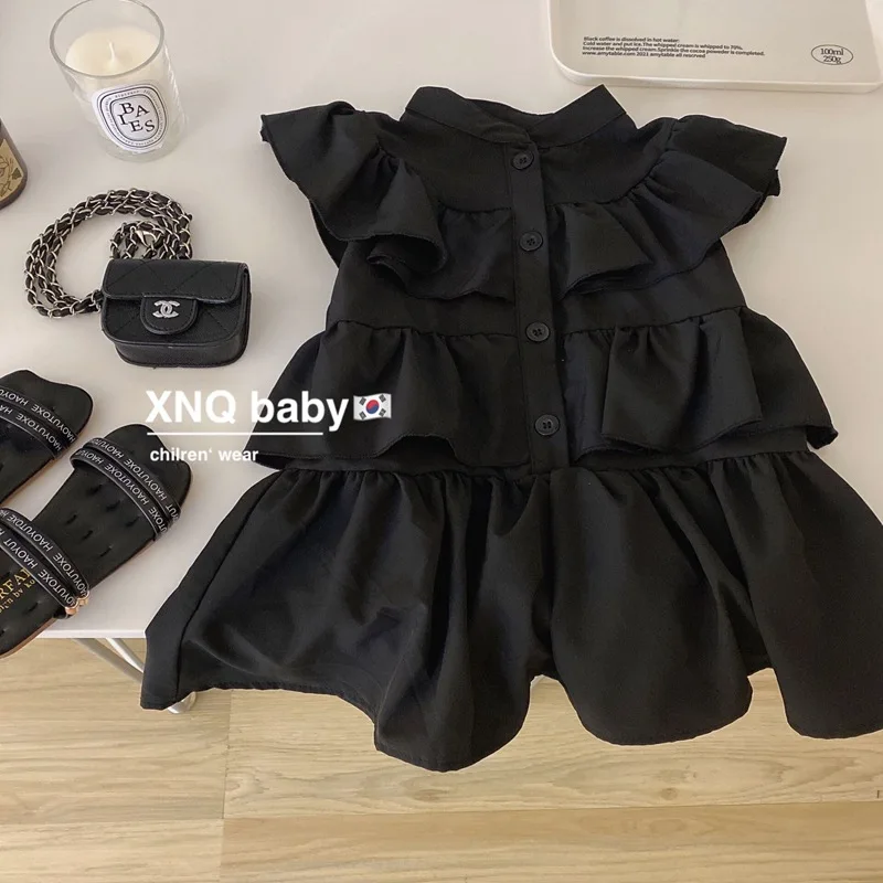 

Summer New Dress for Girls Baby Ruffle French Style Flutter Sleeve Cake Dress Children's Dress
