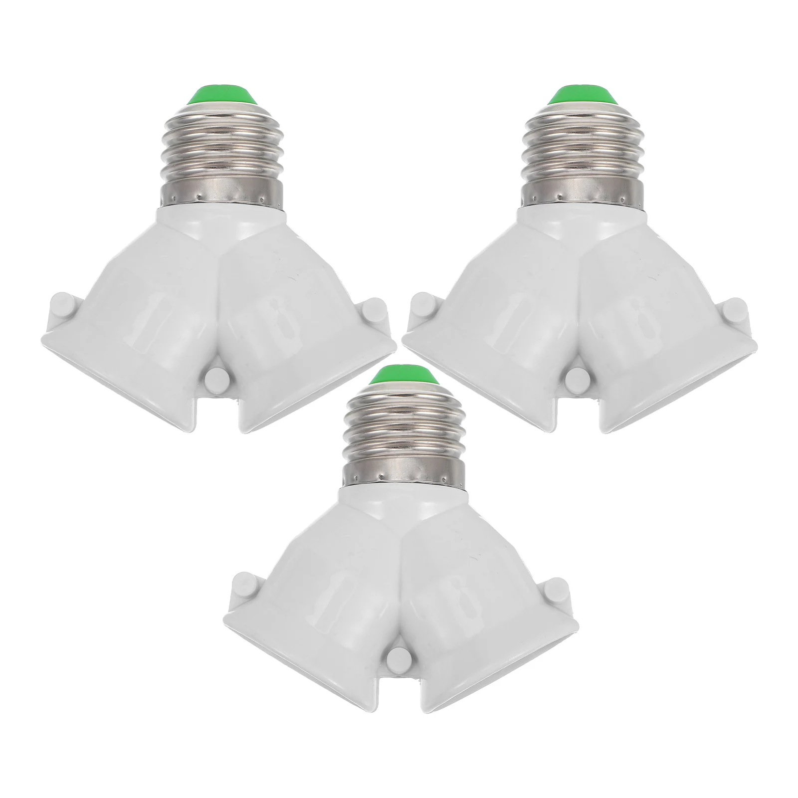 

3pcs E27 To 2 E27 Lamp Base Socket Y Shape Splitter Adapter Light Holder Converter For Led Bulb White Two Bulbs One Socket Wide