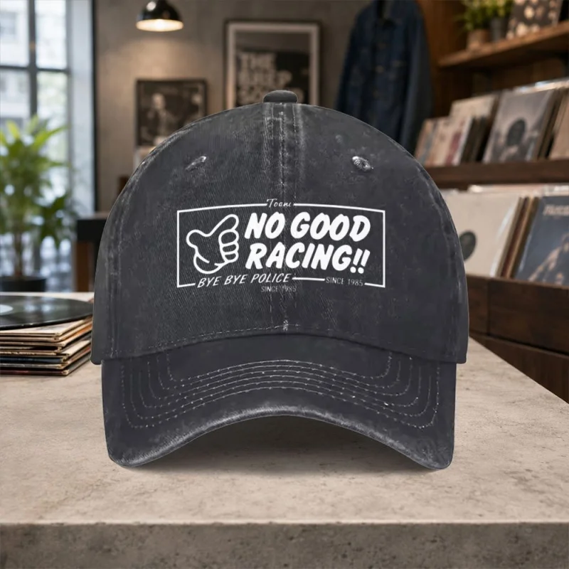 No Good Racing Washed Baseball Cap – Unisex Adjustable Vintage Cap, Lightweight Hook & Loop Closure, Hand Washable