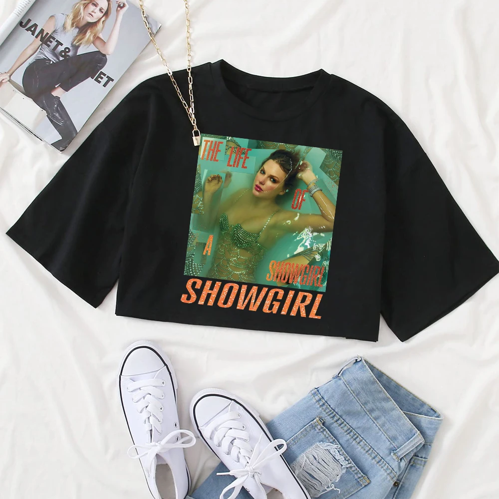 

2025 TS the Life of a Showgirl L Shirt Women O-Neck Short Sleeves Crop Tops Fans Gift