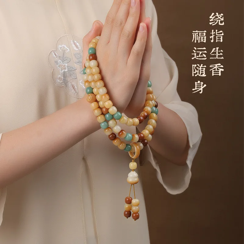 108-Bead Multi-Precious Stone Bodhi Bracelet, Old-Style Design, Featuring Twelve Zodiac Signs, A Handheld Buddhist Pr