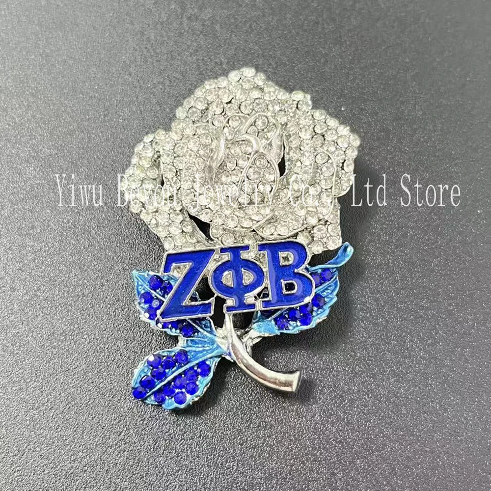 LINKS & ZOB Greek Letter Rose Brooch