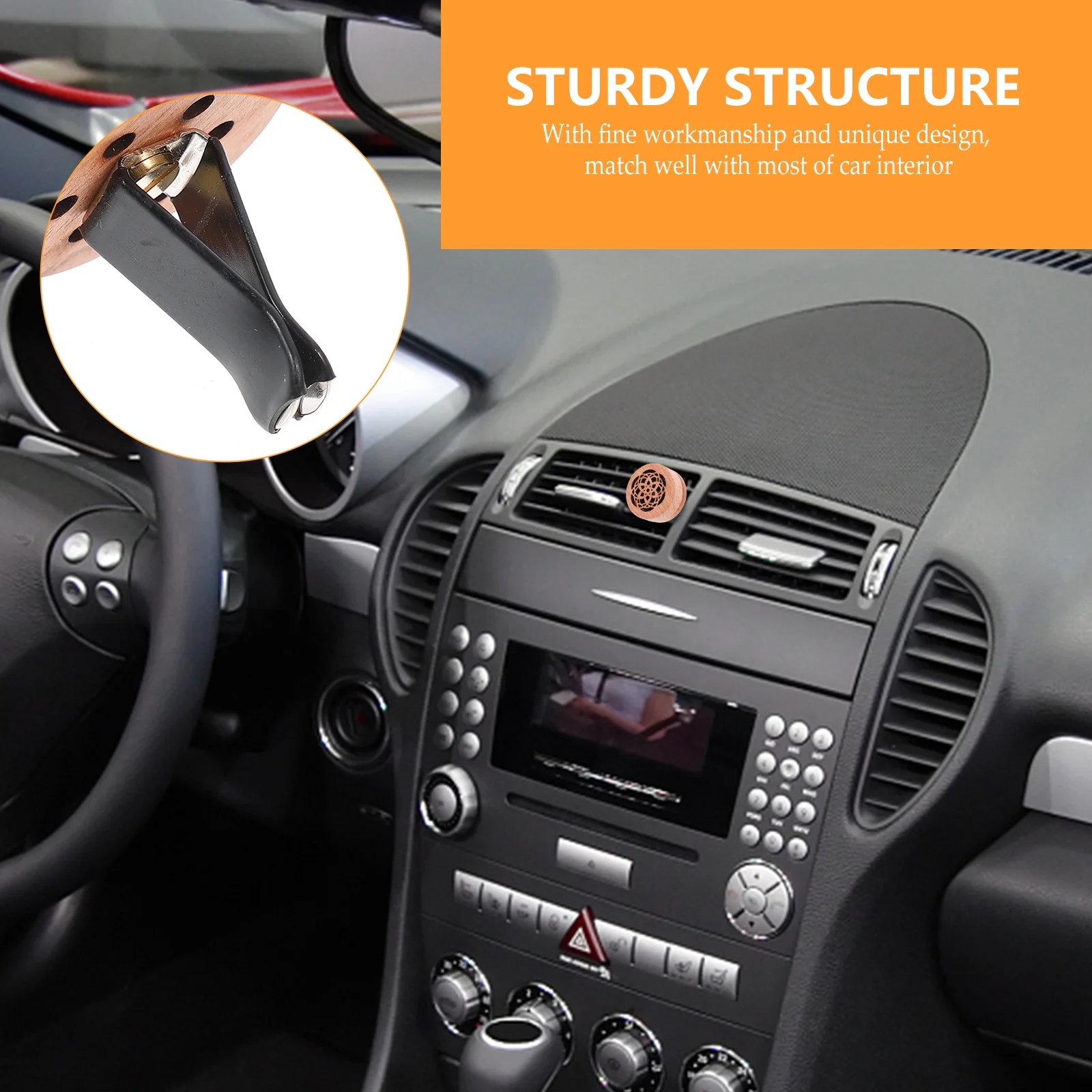 

Fragrant Wood Incense Diffuser Car Vent Clip Aromatherapy Essential Oil Air Freshener Wooden Hollow Design Durable Retro Style