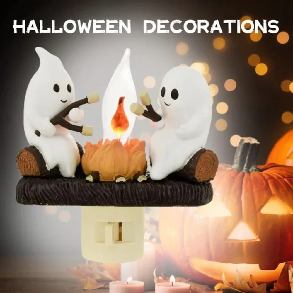 

For Cute Ghost Campfire Night Light Halloween Pumpkin Twinkle Room Decorating Night Light Dusk To Dawn Led Light