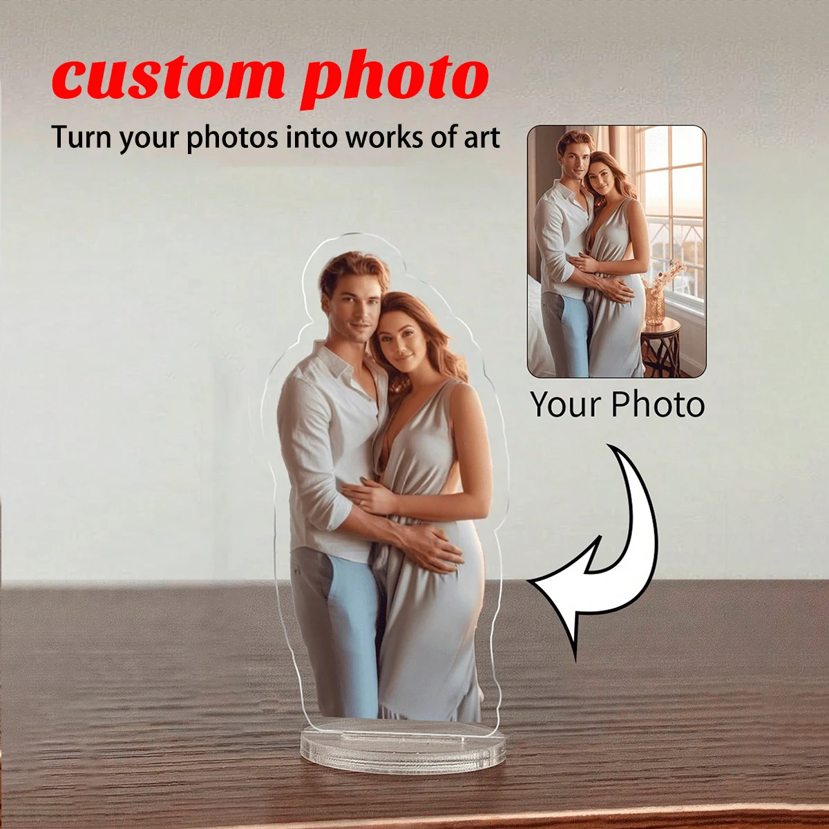 Custom Photo Human Acrylic Standee Personalized Couple Figure Desktop Decor Customized Wedding Photo Figurine Valentine Gift