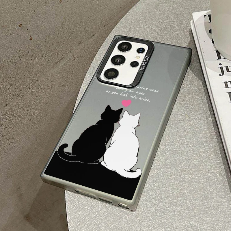Lovely Cat Phone Case For Samsung S26 S25 S24 A57 A56 A37 A36 A17 A16 A07 A06 Ultra Plus Laser PC+TPU Cases Cover-X122P1