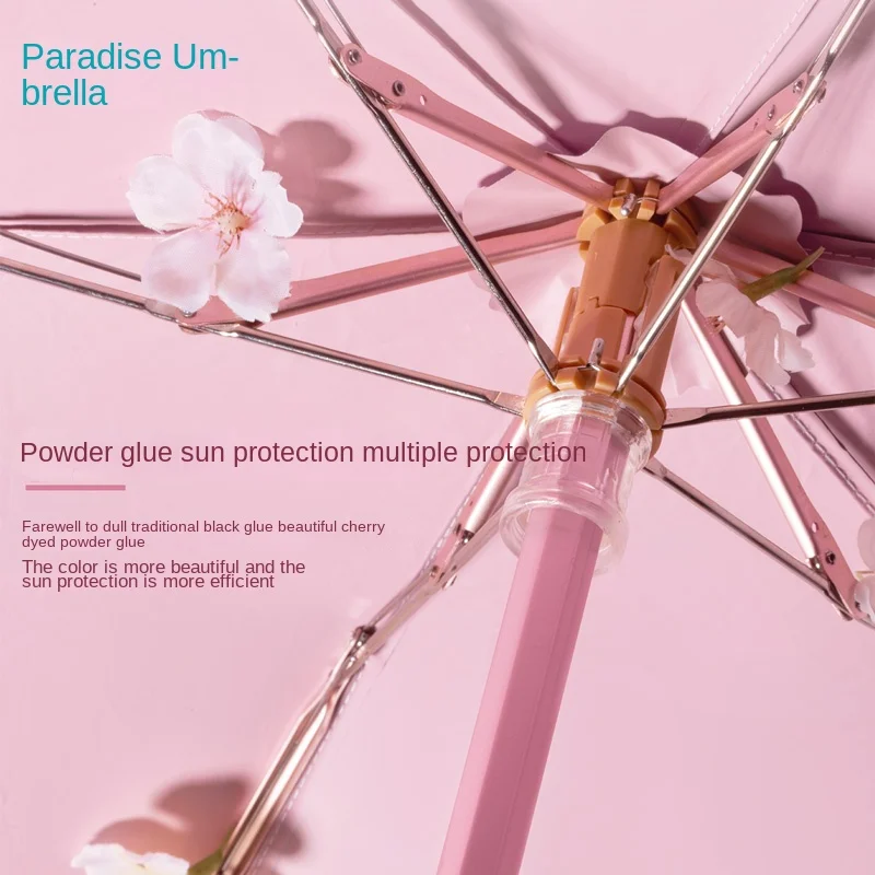 Cherry Blossom Umbrella Sun Protection UV Protection Sun Umbrella High-End Portable Umbrella for Female Students