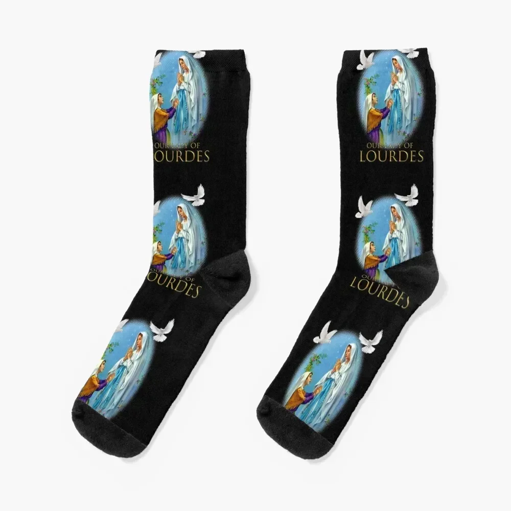 

Virgen de Lourdes Socks custom sports Hiking boots bright garter Socks Men Women's