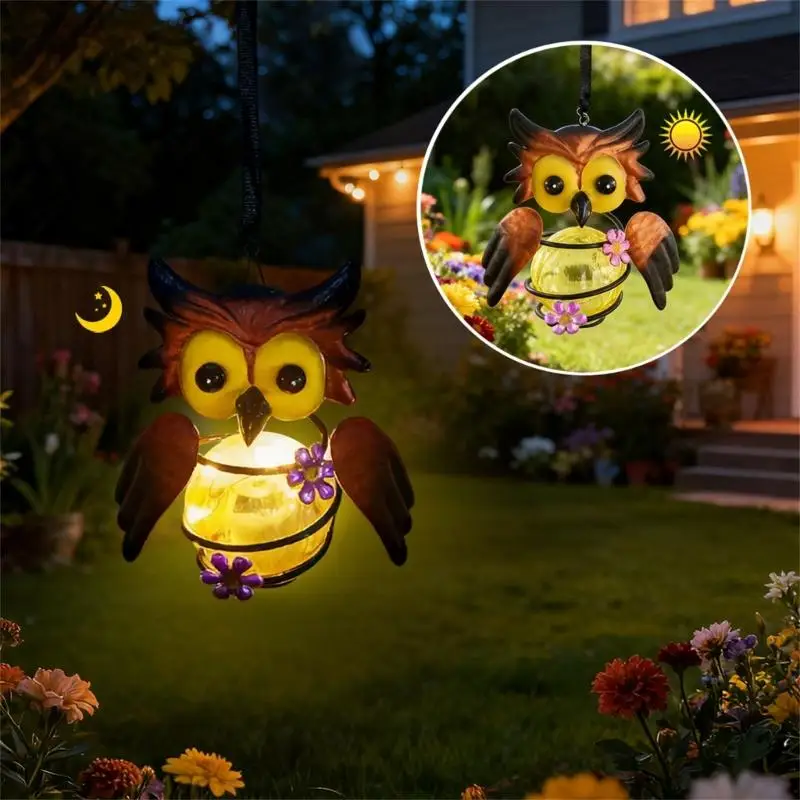 

Waterproof Solar Garden Lights Hanging Light Owls Perfect for Outdoor Patio Yard Decoration with Auto on Off D2RD