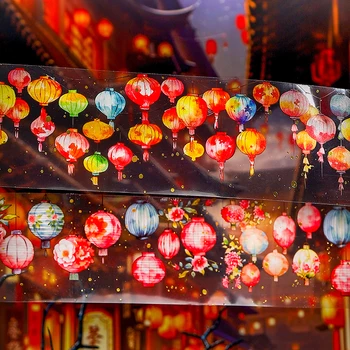 50mm*2m Chinese style lantern Tapes Jubilant Christmas Decoration Masking Tapes DIY Scrapbooking Stickers stationery Tapes