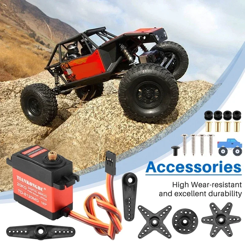 TD-8120MG Digital Servo 20kg Waterproof Metal Gear High Torque 180/270/360 Angle For RC Car Remote Control Car Model Vehicle Toy