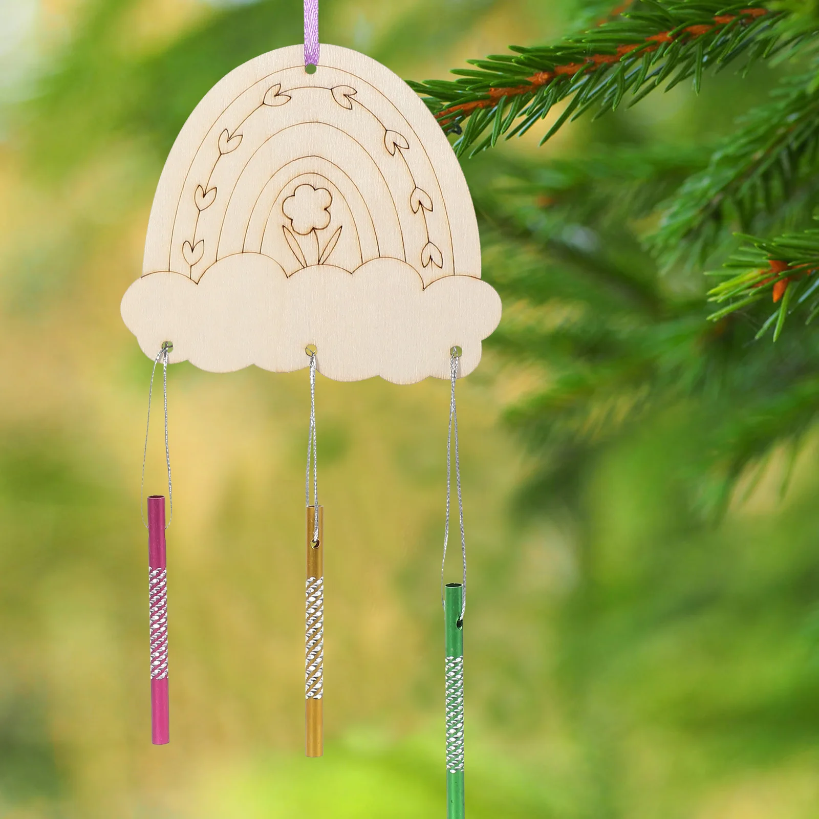 

1Set DIY Wooden Wind Chime Kit Unfinished Craft for Home Garden Balcony Decor Handmade Gift Wood Wind Chimes Unfinished