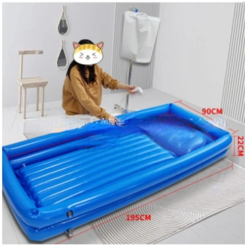 Elderly Care Inflatable Bathtub with Soft Air Pillow Shower Assistive Bedridden Patients Bath Basin PVC Wash Bath Tub