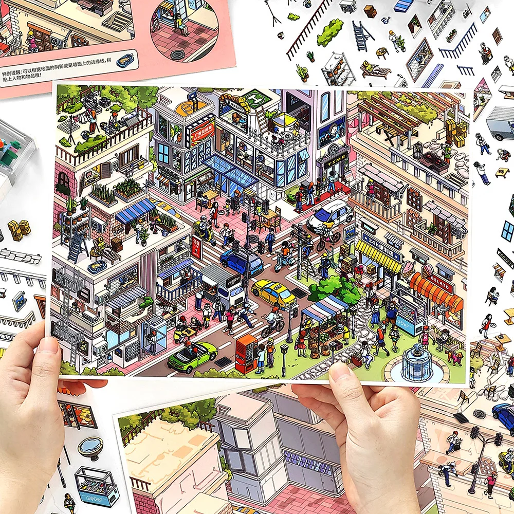 

3D наклейки большого размера Busy Town для снятия стресса, мультяшная сцена, сделай сам, игрушка, игра, фестиваль, подарок на день рождения для ребенка, девочки, ребенка