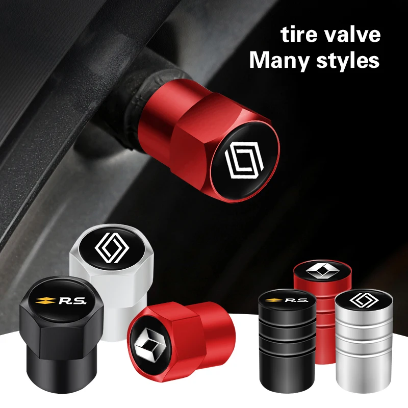 4 Peças de Tampas de Válvula de Pneus de Metal 3D para Renault RS Clio Megane 2 3 4 Captur Trafic Twingo Scenic 2 Kadjar Zoe