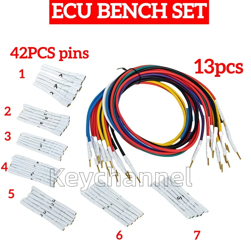 

42pcs Pins 13pcs ECU Bench Cables FormulaFlash Cable ECU Pin Adapter ECU Pin Cable KT200II Cable KT200 Bench Cable for TRASDATA