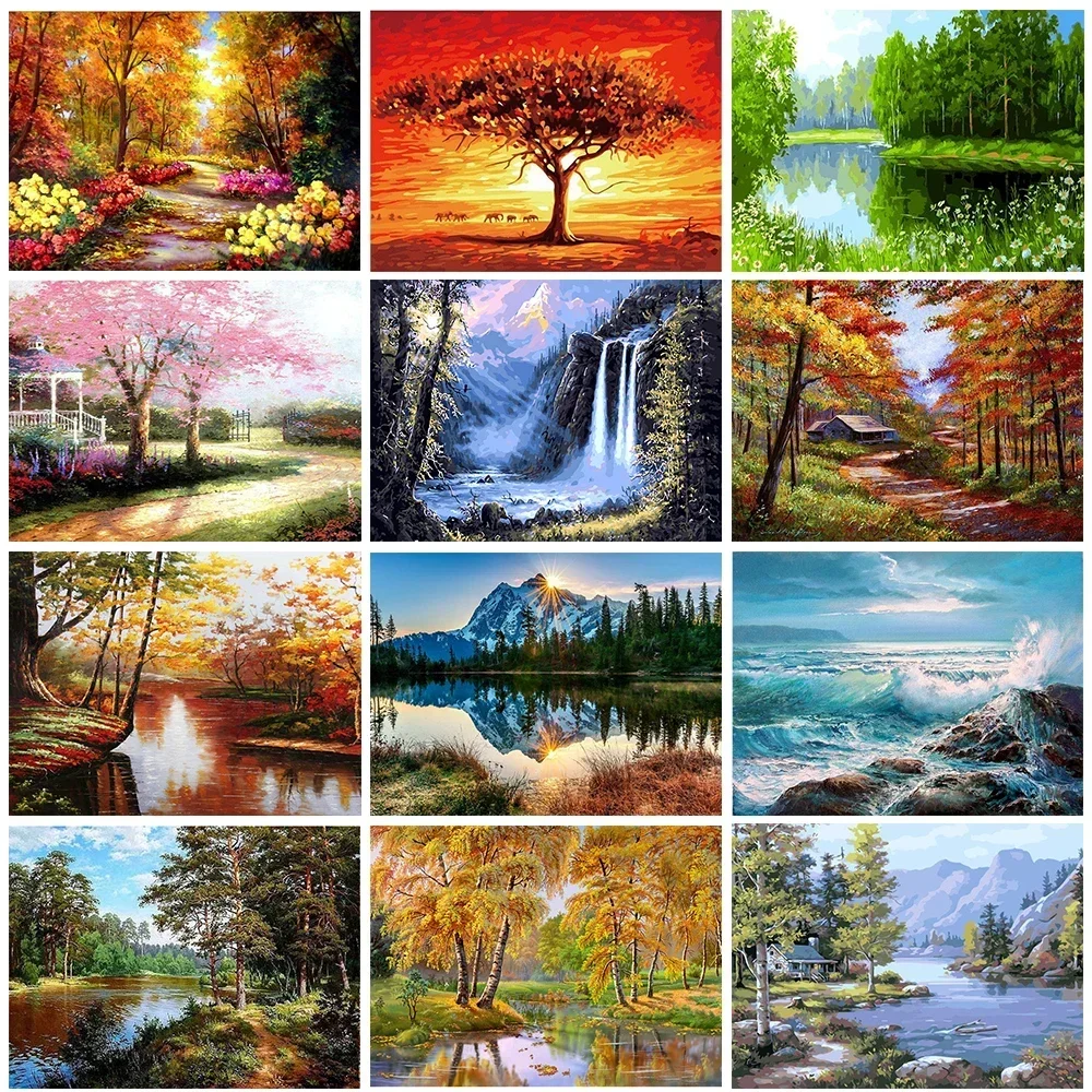 

127030 Paint By Numbers For Adults Children DIY HandPainted Oil Painting Landscape Picture Paint Home