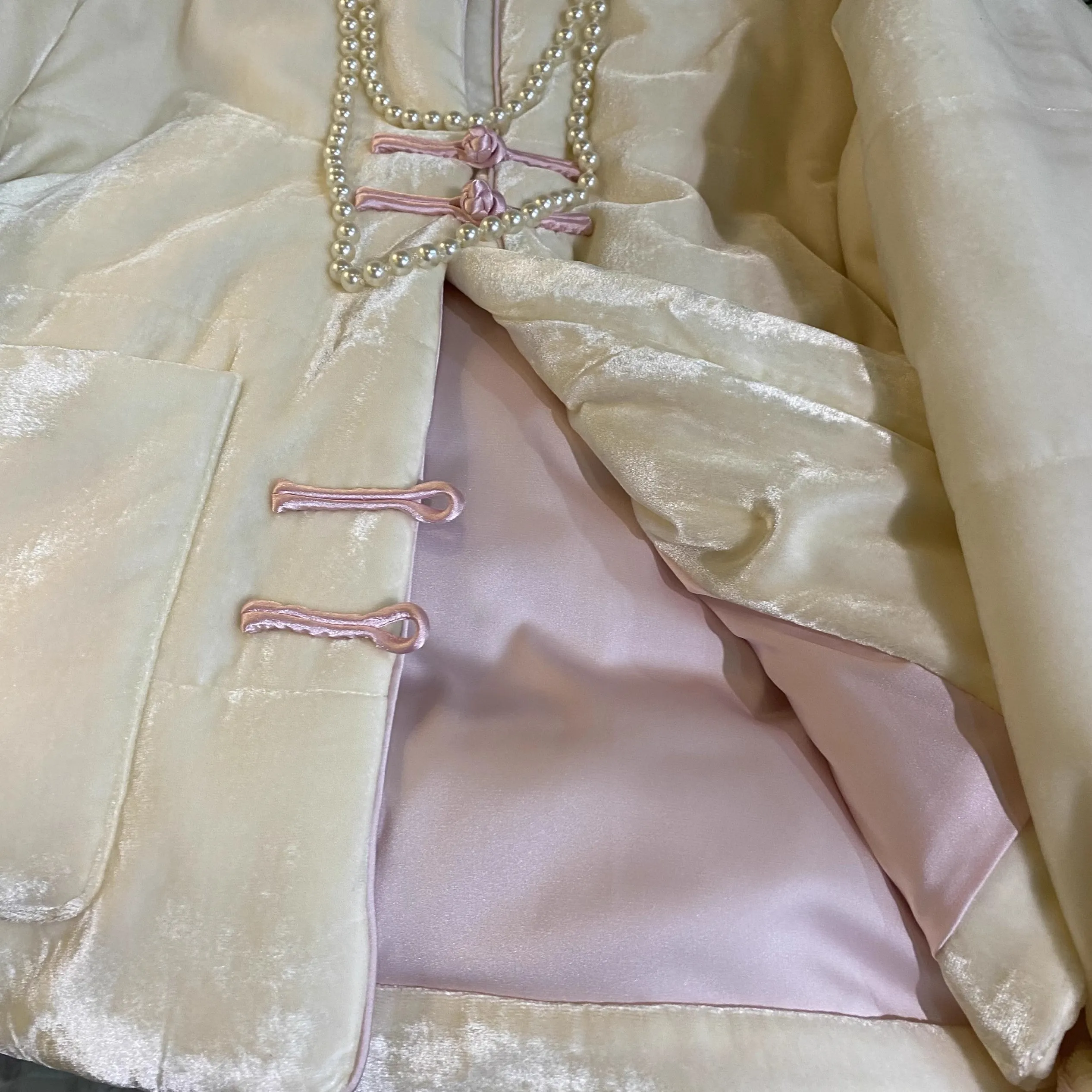 여성용 티엔드 코튼 패딩 자켓 빈티지 벨벳 루즈 아우터웨어 겨울 신상 스플라이싱 레트로 올매치 중국 스타일