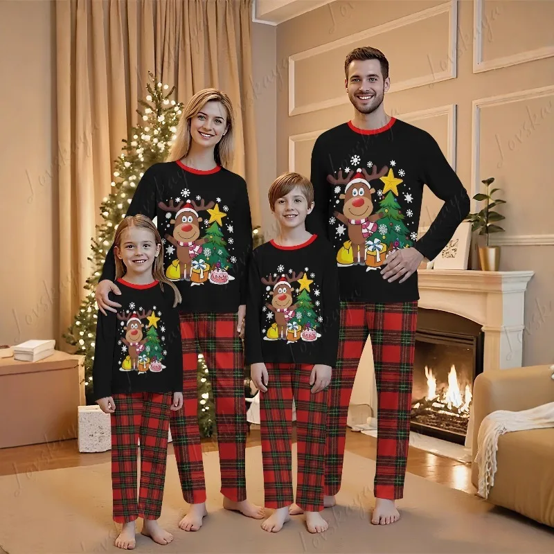 

Рождественские детские наряды с 3D-принтом, подходящие для разных случаев. Комплект с круглым вырезом, длинными рукавами и длинными брюками.