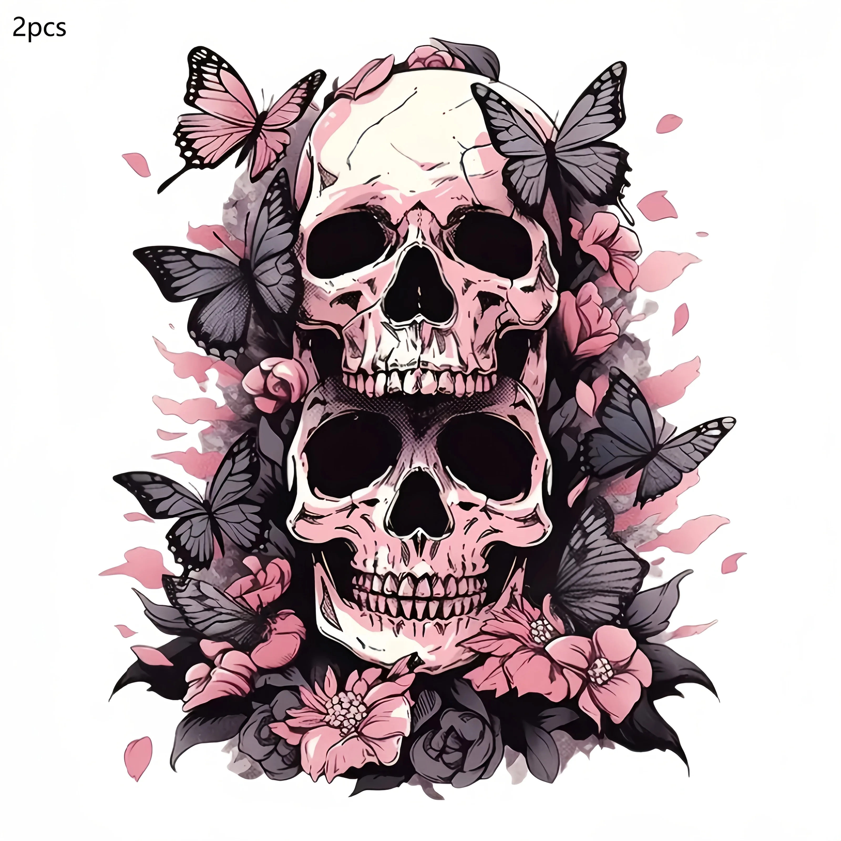 

1 шт., наклейка с загадочным черепом и бабочкой - водонепроницаемый винил с цветочными акцентами - чехлы для телефонов, ноутбуки, крутой готический декор