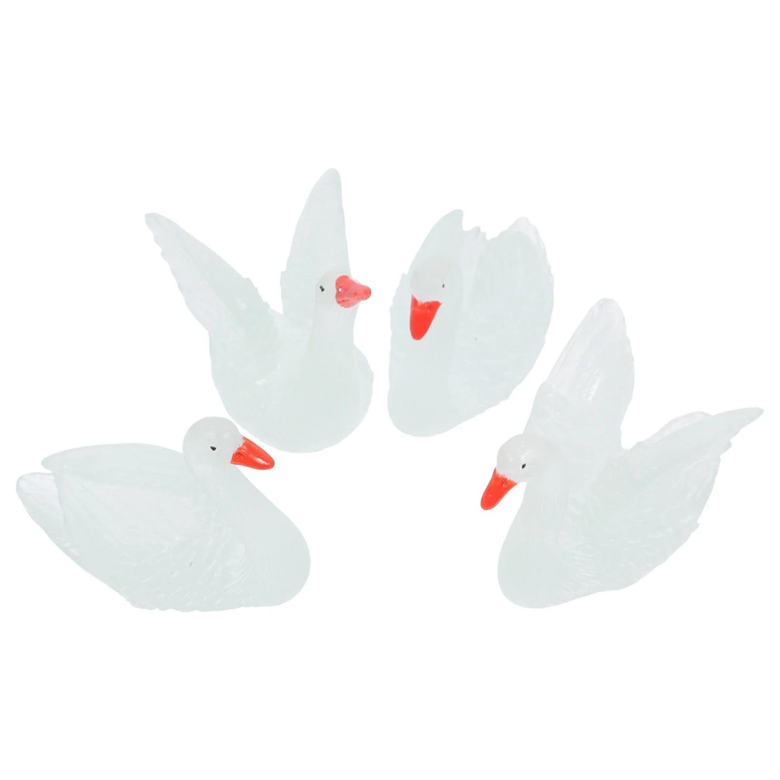 

8 Pcs Luminous Swan Ornament Fish Tank Decor Figurine Large Figurines Mini Statue Swans Wedding