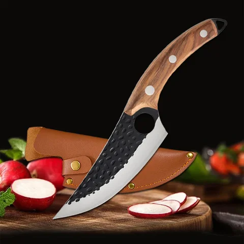 Bilashmart Forged Butcher Knife Kitchen Cleaver Slicing Peeling Boning Knife Sharp Chef Meat Fish Cutting Cooking Cutter