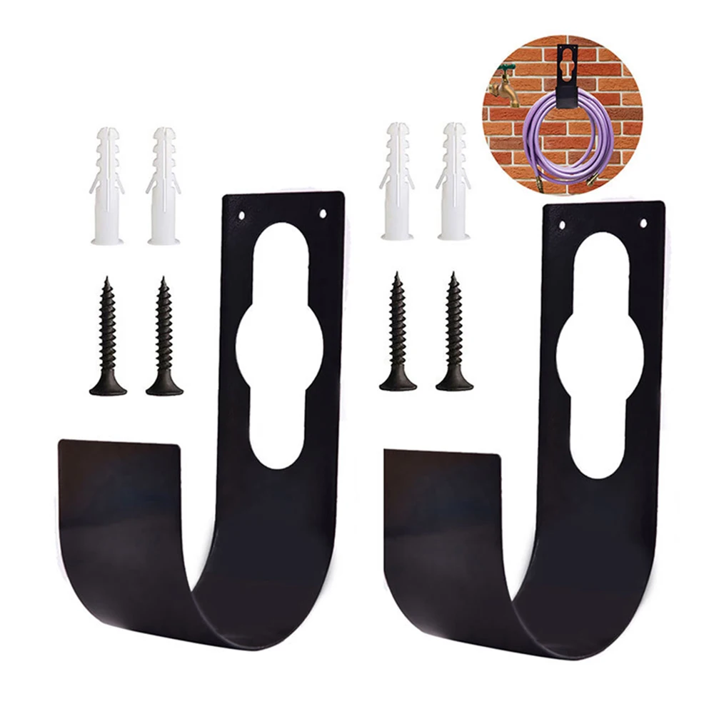 

2pcs Heavy Duty Wall Hooks With 8 Accessories Hanger Holes Garden Hose Holder Portable Carbon Steel 21.5x7.5x11.7cm