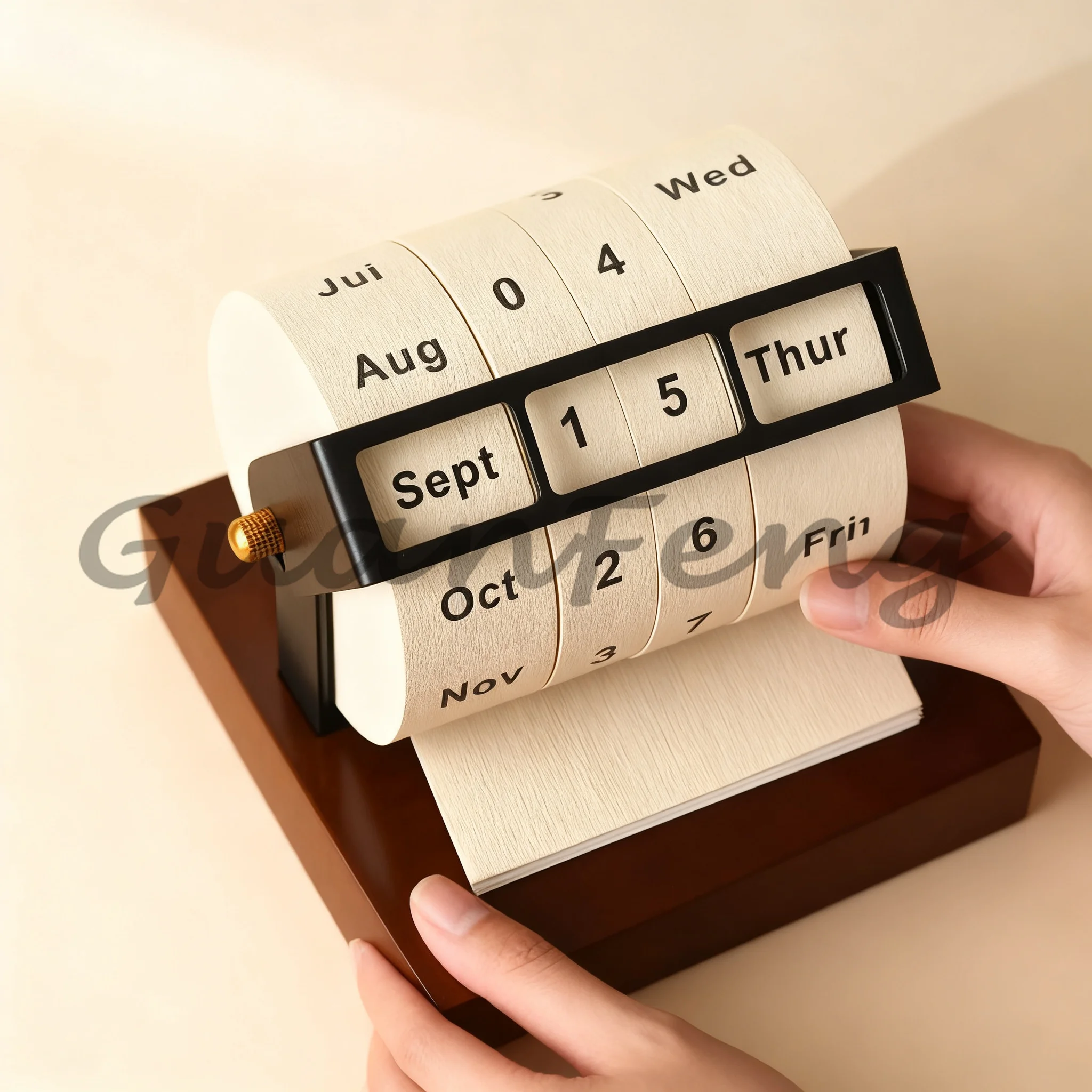 Wheeled Rotary Perpetual Calendar, Manual Flip Desktop Decor, Month Week Display Countdown Desk Calendar