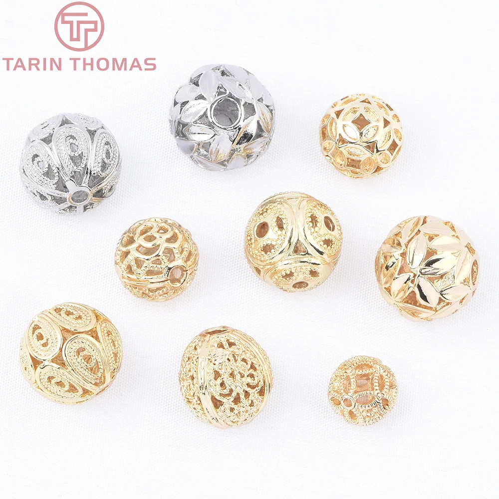 (9875) 10PCS 24K Gold Farbe Messing Sphärische Hohl Perlen Armband Perlen Hohe Qualität Diy Schmuck Machen Zubehör Großhandel