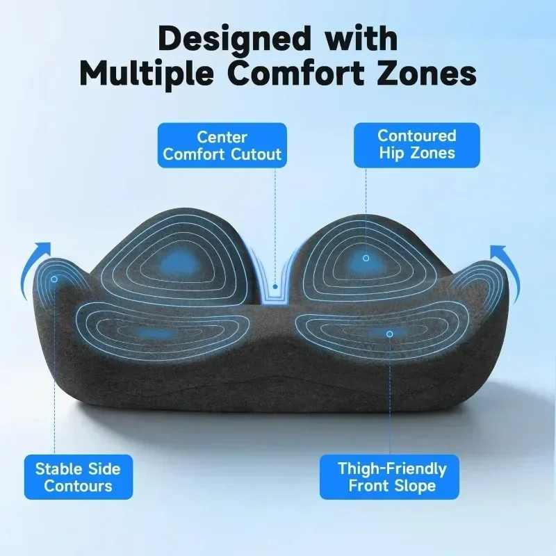 Seat Cushion for Office Chair for Wide Hip & Thigh with Firm Support, Thickened Memory Foam Sciatica Pain Relief Pillow