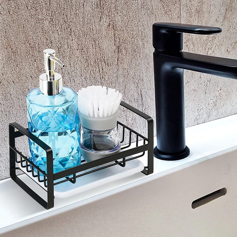 Sponge Soap Holder Stainless steel Kitchen Sink Drain Rack Organizer Dish Sponge Soap Dispenser Tray Shelf Tray Drainer Basket