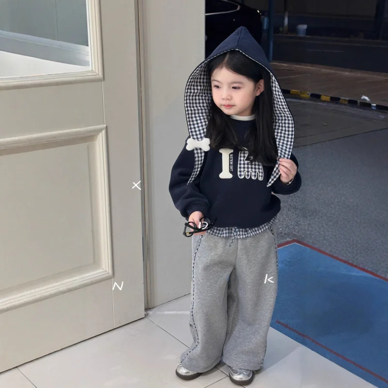 

Girls' Outfit Fleece Sweatshirt Kindergarten Baby Girls' Cute Top Hat Detachable Fleece Casual Pants Winter