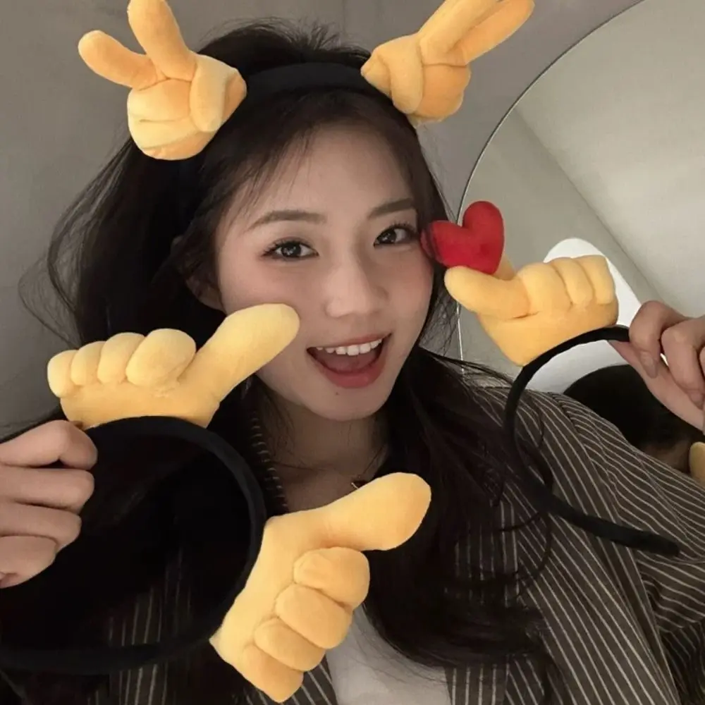 

Plush Funny Gesture Headband Give the Thumbs-up Hand Heart Plush Hairband Hair Ornament Hair Accessories Cosplay Hair Hoop