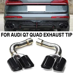 304 Stainless Steel Quad Stainless Steel Exhaust Tip For 2019-2023 Audi Q7 Upgrade SQ7 Look Black Nozzle Muffler Tip Tailpipe