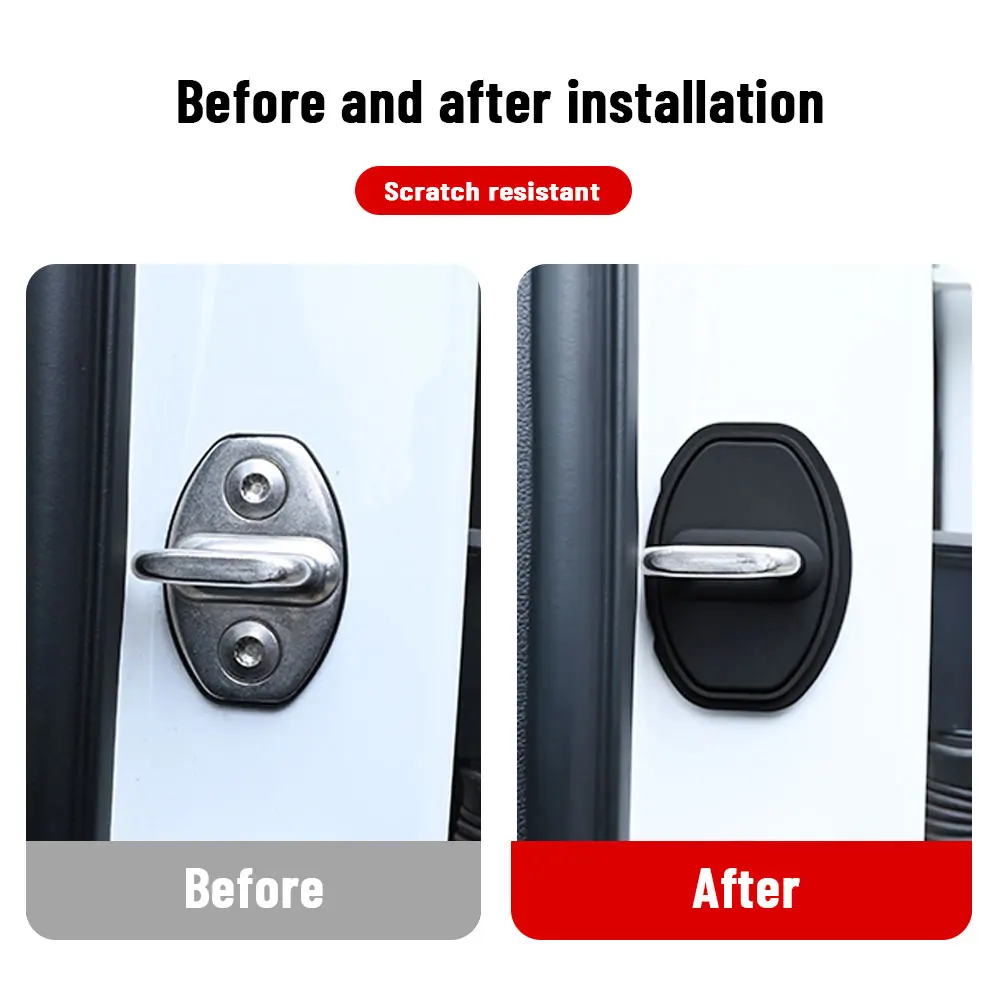 4pcs Car Decorat Accessories Silicone Protecte Auto Door Lock Latch Shock Absorber Cover For AUDI S6 S7 2013-2015 2016 2017 2018