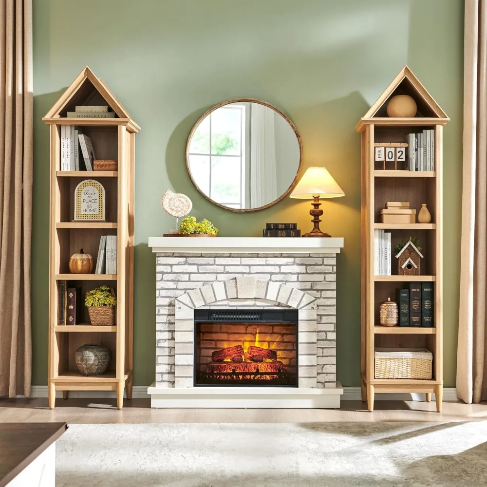 رف كتب بزاوية طويل 75.9، خزانة كتب هندسية ضيقة مكونة من 5 طبقات مع مساحة تخزين، بلوزة مثلثة حديثة مع أرفف قابلة للتعديل،