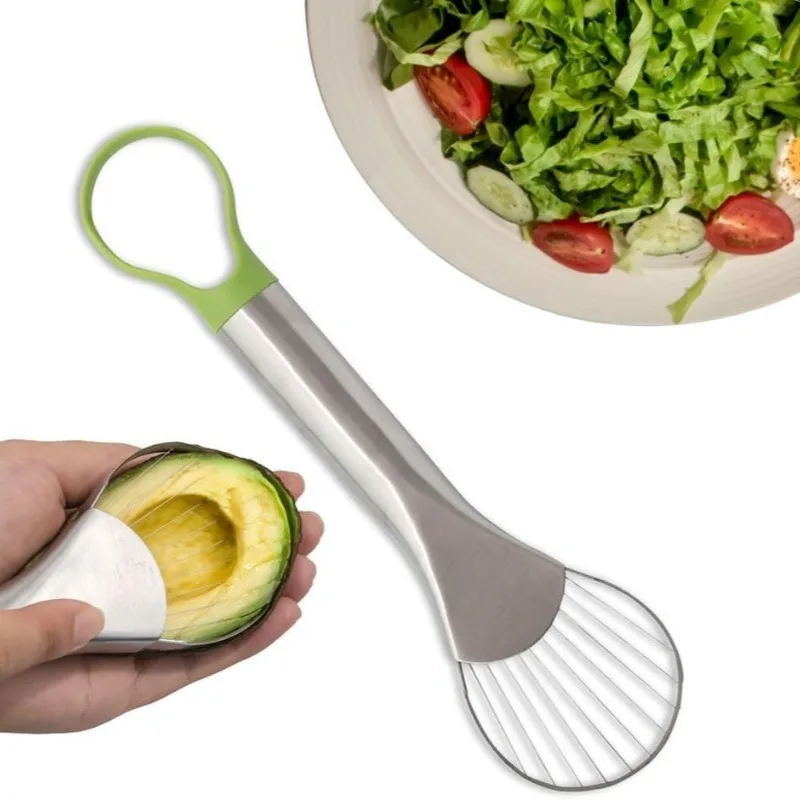 

2in1 Stainless Steel Avocado Slicer Pulp Separator Vegetable Cutter Butter Fruit Peeler Avocado Slices Kitchen Vegetable Tools