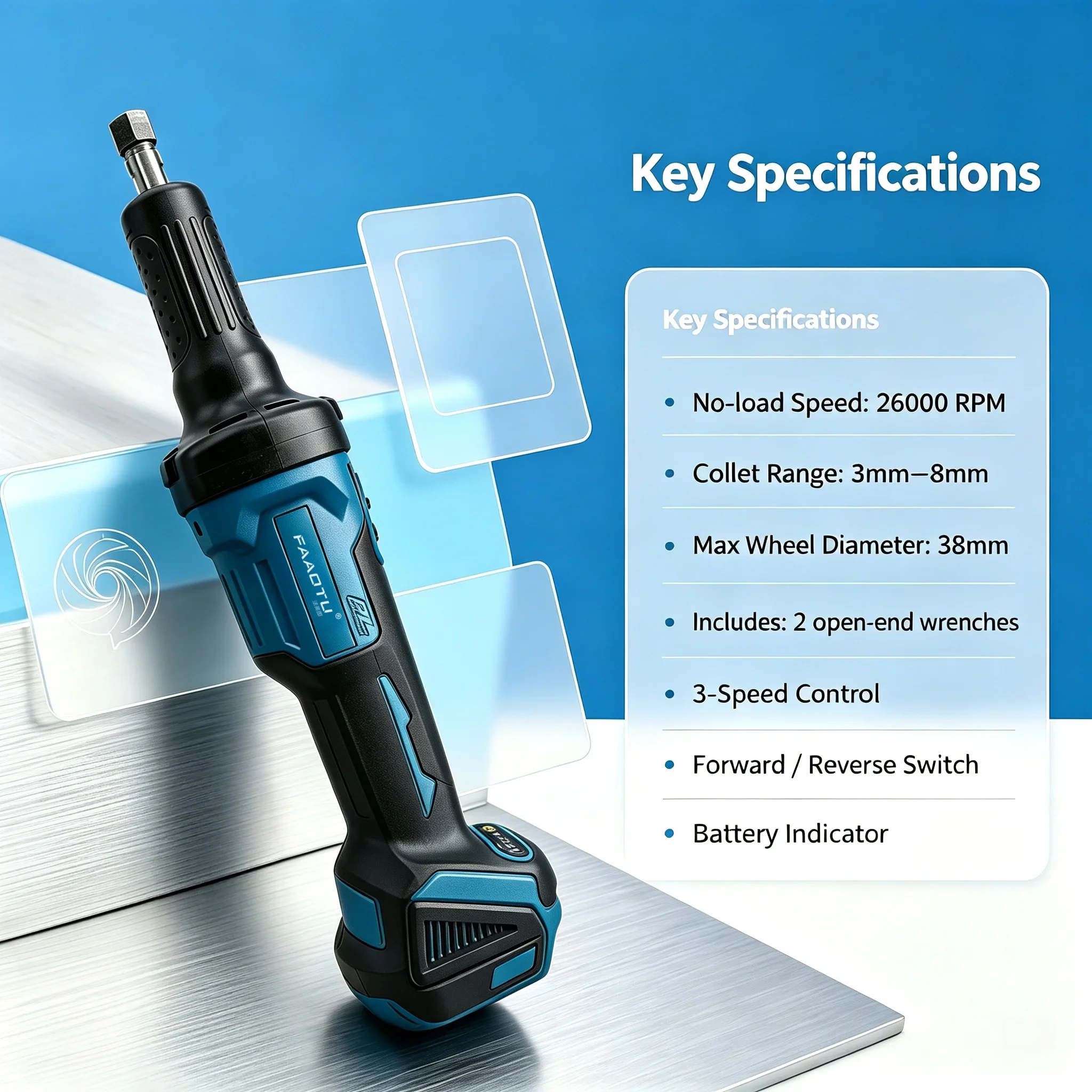 FAAOTU Brushless Die Grinder Cordless Angle Grinder Polishing  Rotary Electric Engraving Tool Handheld Grinding Machine