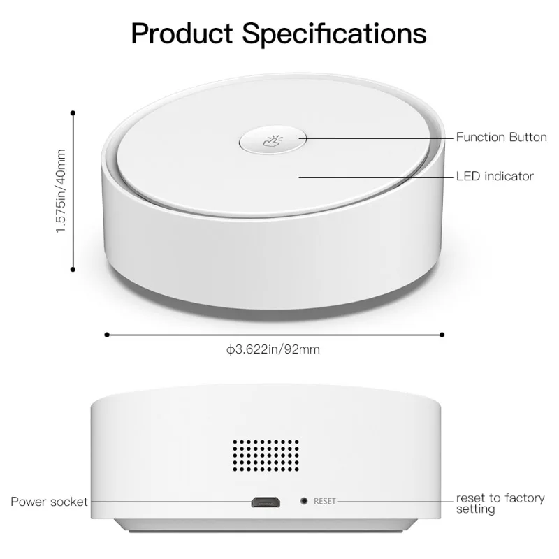 Smart Multi-mode Gateway ZigBee 3.0 WiFi BLE Mesh Hub Work with Tuya Smart App Voice Control via Alexa Google Home