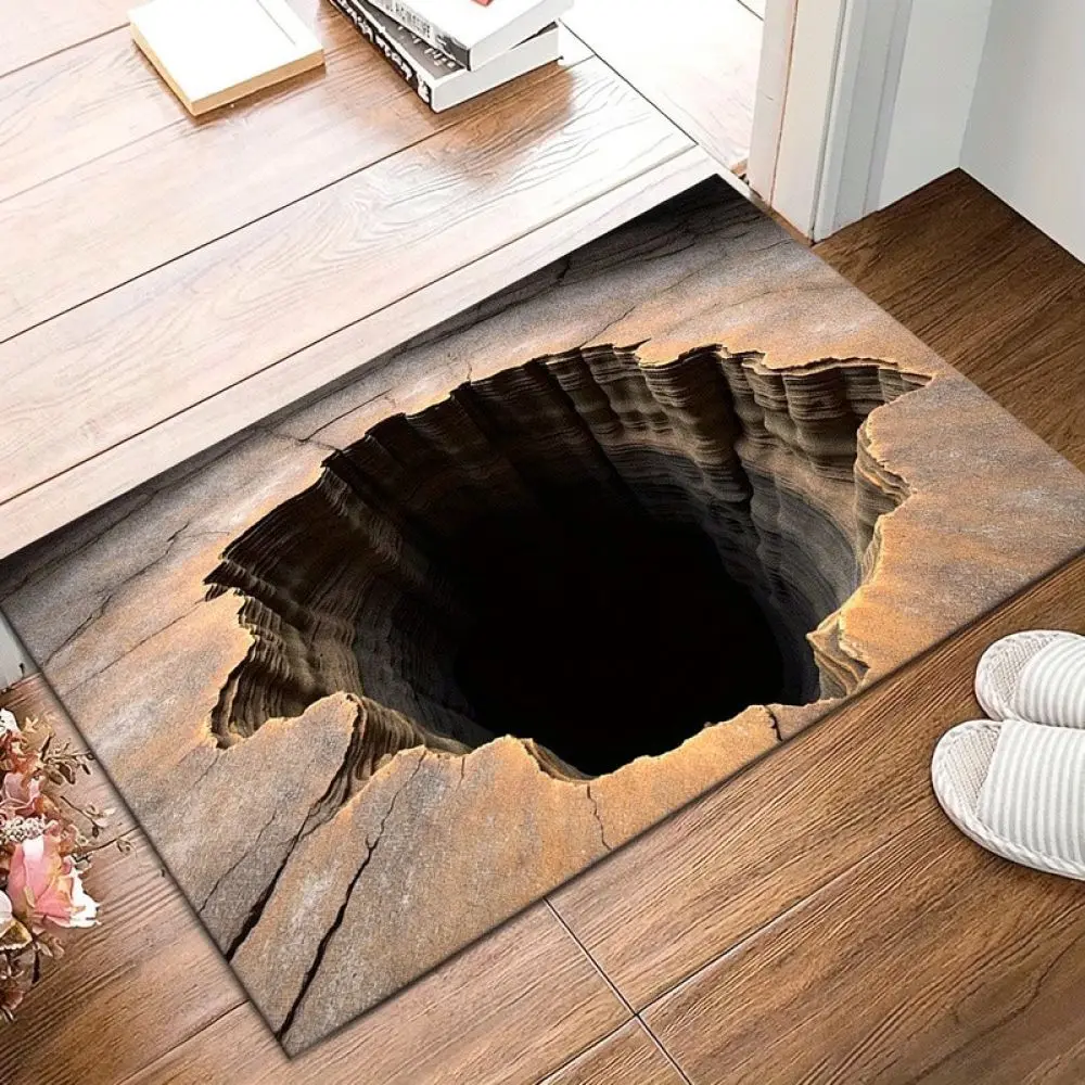 Geometric 3D Visual Illusion Floor Mat Durable Polyester Entrance Carpet Anti Slip Kitchen Runner Rug For Home Decor